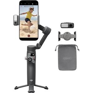 DJI Osmo Mobile 7P - Stabilizzatore 3 assi per smartphone con tracciamento nativo, manico telescopico e illuminazione integrata