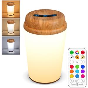 REYLAX Lampada da Comodino LED Touch Dimmerabile, 12 Colori Luce Notturna con Telecomando, Lampada da Tavolo Senza Fili, Timer, Abat Jour da Comodino per Cameretta, Camera da Letto, Soggiorno