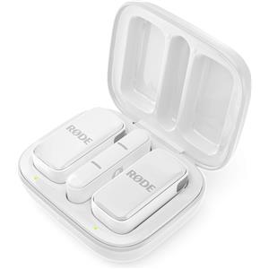 RODE Wireless Micro Lightning White - Microfono wireless compatto con due microfoni e custodia di ricarica per smartphone
