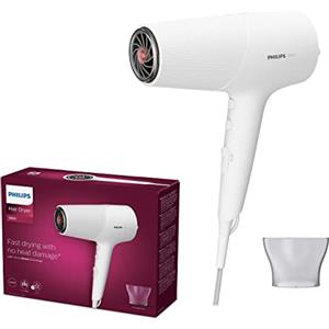 PHILIPS Asciugacapelli serie 5000 con tecnologia termoprotettiva, 3 livelli di riscaldamento e 2 velocità, potenza di asciugatura 2100 W, bianco metallizzato, BHD500/00