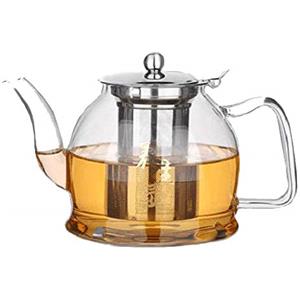 Tea People CGT-12 - Teiera a induzione in vetro trasparente da 1,2 l, con infusore e coperchio in acciaio inox