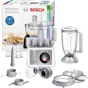 Bosch Elettrodomestici, Robot da Cucina Compatto, MultiTalent 8, 1250 W, Ciotola XXL da 3.9L, Bianco, Acciaio Inox Satinato, MC812S814