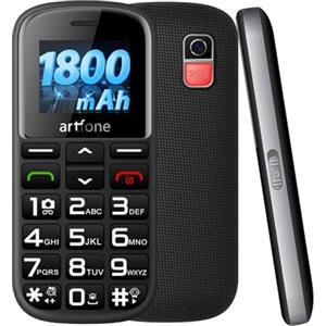 artfone CS182 Cellulare per Anziani con Tasti Grandi 2G GSM Telefono per Anziani Pulsante SOS e Sblocco Laterale Fotocamera Base di Ricarica Torcia Elettrica Facile da Usare per Gli Anziani - Nero
