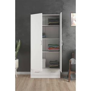 Dmora - Guardaroba 2 ante Audette, Mobile camera da letto, Cabina armadio portabiti, Armadio appendiabiti, 79x36 h170 cm, Bianco