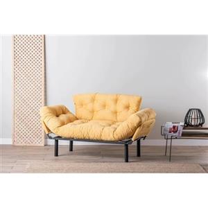 Dmora Divano 2 posti Zeeusis, Sofà trasformabile, Divanetto per Ospiti, Poltrona Letto, 155x70 h85 cm, Giallo