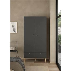 Dmora - Guardaroba 2 ante Jolene, Mobile camera da letto, Cabina armadio portabiti, Armadio appendiabiti, 99x58 h200 cm, Grigio