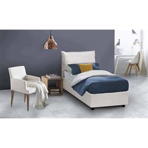 Talamo Italia - Letto singolo Ester, Letto contenitore con rivestimento in ecopelle, 100% Made in Italy, Apertura frontale, adatto per materasso Cm 80x190, Bianco