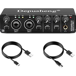 Depusheng RX2 USB interfaccia audio computer registrazione scheda mixer audio, per home studio, può collegare un microfono a condensatore 48V, registrazione chitarra