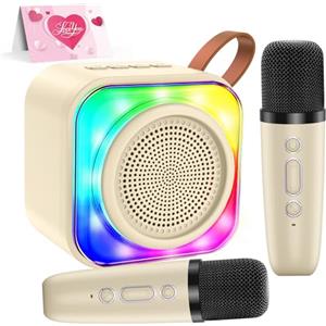 MicQutr Macchina Karaoke per Bambini con 2 Microfoni Wireless - Microfono Bluetooth, Altoparlante Portatile , Cambio Voce, Luci LED, Giocattolo Musicale per Ragazze e Ragazzi, Regalo per Compleanni e Natale