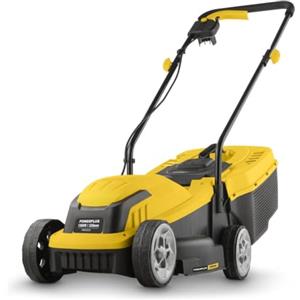 Powerplus Tosaerba elettrico POWEG62205 con motore da 1300 W e cesto di raccolta (5624), tagliaerba con altezza di taglio regolabile, larghezza di taglio 320 mm, giardino fino a 250 m², senza batteria