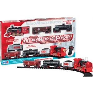 RSTOYS Treno Merci a Vapore Radiocomandato con Circuito di 332 cm, 12 Binari, Luci e Suoni