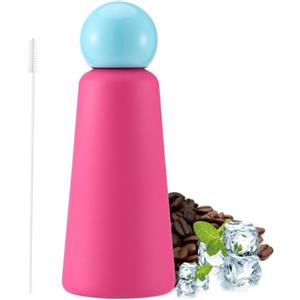 EQARD Borraccia Termica Bambini Adulti 500ml Borracce Termiche 360° Coperchio Prova di Perdite Tazza Caffè Acciaio Inox con Coperchi Spazzola Mantieni Caldo 12h/Freddo 24h Senza BPA (Rosso Rosa)