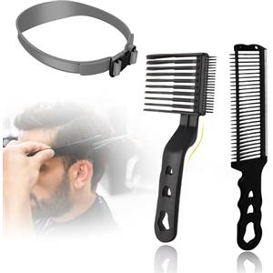 HPiano Sfumatura Capelli Uomo Set,Pettine di Posizionamento Curvo,Fascia Taglio Capelli Curva Regolabili,Guida per Taglio Capelli in Silicone,Tagliacapelli Stencil,Tagliacapelli Fai da te per La Casa