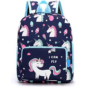 IvyH Zaino per Bambini Zaini Unicorno, Zaino Scuola Materna Sacchetti Scuola Piccolo Borsa Prescolare per Bambina Bambino 2-5 Anni(Profondo blu)