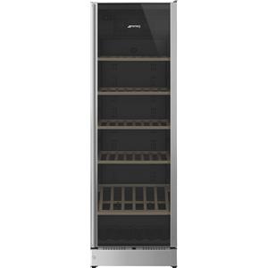 SMEG SCV115G Cantina Vini , Doppia temperatura, Classe G, Acciaio Inox, 197 Bottiglie, Dimensioni cm 186x59,5x59x5