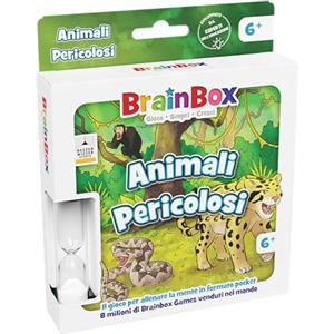 Asmodee BrainBox - Gioco da Tavolo Tascabile Animali Pericolosi per 6 Anni, 1 Giocatori, Edizione Italiana
