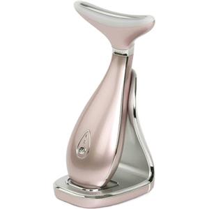 VRAIKO LILY Massaggiatore viso-collo, dispositivo per il ringiovanimento della pelle con vibrazione termica a LED a tripla azione per il sollevamento anti-età e il rafforzamento (Oro Rosa)