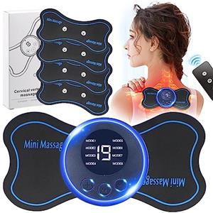 Beeptrum 2 mini massaggiatore per il collo, massaggiatore per il corpo, massaggiatore elettrico, massaggiatore per spalle, sollievo dal dolore per braccia, collo, schiena, vita, gambe, 6 cialde, telecomando