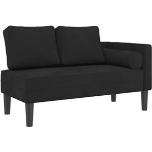 vidaXL Chaise Lounge con Cuscini Nero in Velluto, Divano Letto, Divano Imbottito, Seduta da Soggiorno, dormeuse, Seduta da Salotto, Divano 2 posti