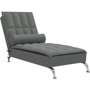 vidaXL Chaise Longue Massaggi con Capezzale Grigio Scuro in Tessuto, divano letto moderno, divano letto contemporaneo, dormeuse