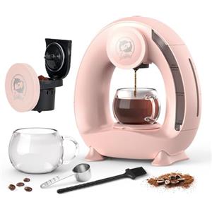 BENFUCHEN Caffettiera usa e getta con filtro per caffè macinato, caffettiera Americano Mini caffettiera/teiera a una tazza, controllo a un tocco, 4-8 oz di dimensioni di infusione (rosa)