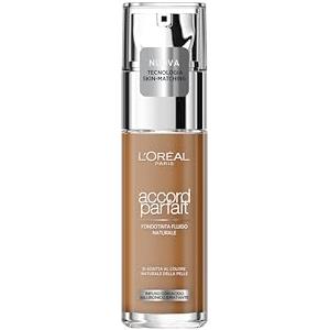 L'Oréal Paris Make Up L'Oréal Paris Fondotinta Liquido, Incarnato Uniforme e Illuminato, Finish Naturale, Per Tutti i Tipi di Pelle, Formula con Acido Ialuronico, Accord Parfait, Tonalità: 8.5D Toffee, 30 ml