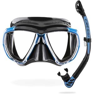CRESSI Big Eyes+Alpha Ultra Dry Combo Black/Azure - Combo Set Maschera+Snorkel Ultra Dry per Immersioni e Snorkeling, Nero/Azzurro, Taglia Unica, Adulti