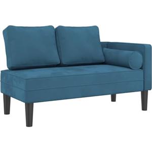 vidaXL Chaise Longue con Cuscini Blu in Velluto, divano letto, divano imbottito, seduta da soggiorno, dormeuse, seduta da salotto, divano 2 posti