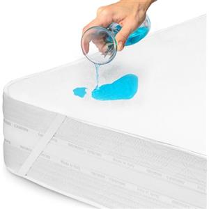 Flowen Coprimaterasso Matrimoniale Impermeabile 160x200 cm Lenzuolo in Cotone Terry Cerata per Letto Traversa Lettino Protezione Traspirante Antiacaro Anallergico Lavabile in Lavatrice con 4 Elastici
