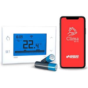 VEMER VE788600 TUO WIFI BATTERIA - Termostato WiFi a Batteria Smart Programmabile per Caldaia, Compatibile con Alexa e Google Home, Gestibile con App per Controllo Remoto, Bianco