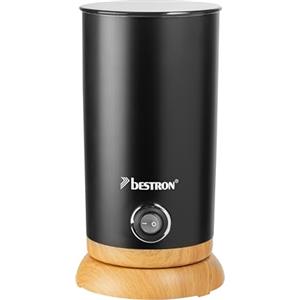 Bestron Montalatte elettrico, con base a 360° e capacità fino a 300 ml, collezione Black & Wood senza fili, 550 Watt, colore: nero/legno