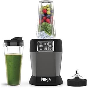 Ninja Frullatore, 1000 W, 2 tazze da 700 ml con coperchi a beccuccio, 2 programmi automatici: Blend e Max Blend, per frullati, impostazione Pulse, lavabile in lavastoviglie, nero, BN495EU