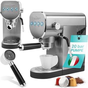 Profi Cook Macchina per espresso ProfiCook 2in1 | capsule di caffè e polvere di espresso | macchina portafiltro | 20 bar | pompa italiana | incluso beccuccio per la schiuma di latte | PC-ES 1265