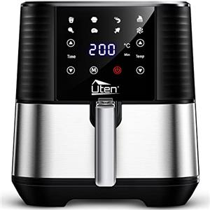 Uten Friggitrice ad Aria 5,5 Litri, 1700W Friggitrice Senza Olio, Aspetto Squisito, Touch Screen ad Alta Definizione, Air Fryer con 7 Programmi, Senza PFOA&BPA, Ricette PDF