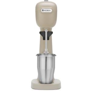 HENDI Frullatore milkshaker, cappuccino freddo, frappè, frullatore per bevande, Incl 2 ciotole (acciaio inox e policarbonato) e 2 set di 2 agitatori di ricambio, 230V/400W, 170x196x(H)490mm, caramello