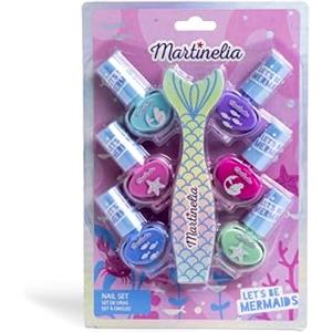 MARTINELIA - Set manicure per bambini a sirena, set di 6 smalti per unghie di colore e lime per unghie, piccoli smalti per unghie, per bambini, rosa, viola e blu, a base d'acqua, non nocivo, regalo