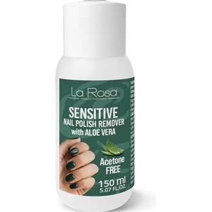 La Rosa Productos Profesionales LaRosa Solvente per Unghie SENSITIVE SENZA ACETONE 150ml con ALOE VERA per una rimozione delicata ed efficace dello smalto, ideale per unghie fragili