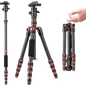 K&F Concept Treppiede Fotocamera 154cm, Treppiede in Carbonio C225C0+BH-25, Tripod Camera Compatto con Monopiede e Testa a Sfera a 360°, Carico Max 8kg, Cavalletto Fotografico per DSLR/Sony/Canon,ecc.