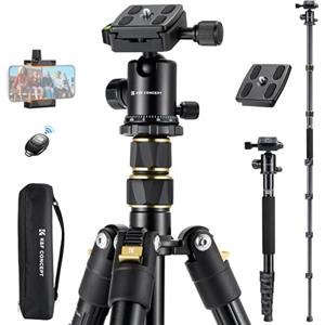 K&F Concept Treppiede Fotocamera 184cm, K&F Concept Treppiede Monopiede, Capacità di carico 10kg, con Testa a Sfera 360° e Arca-Swiss, Clip per Telefono, Telecomando Bluetooth, 2 Palette a sgancio rapido per DSLR
