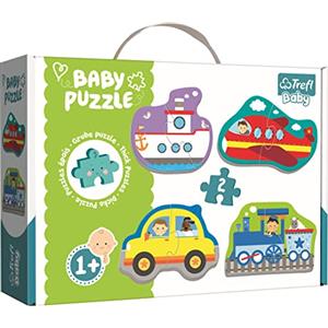 Trefl- Puzzle Veicoli 2 Elementi, 4 Set, Baby Classic, per Bambini da 1 Anno, Colore