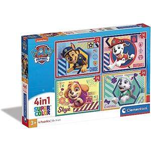 Clementoni - 21526 - Supercolor Puzzle - Paw Patrol - 4 Puzzle da 12,16,20 e 24 Pezzi - Puzzle Bambini 3 Anni, Puzzle Cartoni Animati - Made In Italy