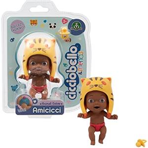 Amicicci Cicciobello - Amicicci Animal Cuties Tiger Boy, Mini Personaggio con cappellino da animaletto e la codina sul pannolino, per Bambine dai 3 Anni, CC038400, Giochi Preziosi