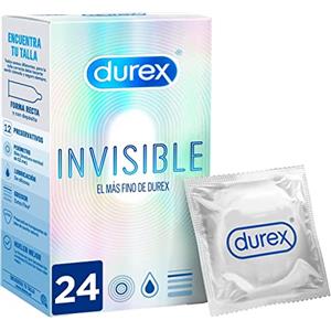 Durex Preservativi Invisible - preservativi extra sottili per una sensazione intensa durante l'atto amoroso (Extra Lubrificati, 24 pezzi)