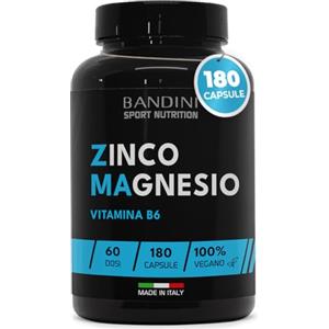 Bandini® ZMA 180 Capsule (Copertura per 60 giorni) - Integratore di Zinco e Magnesio con Vitamina B6, Energia, Recupero e Massa Muscolare - Riduce la Stanchezza e l'Affaticamento - Per Uomo e Donna