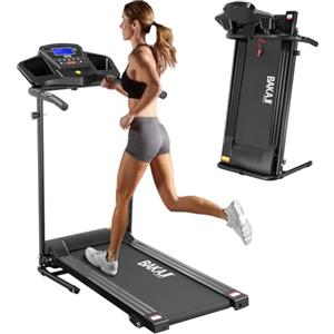 BAKAJI Tapis Roulant Elettrico Pieghevole, Velocità Massima 12 km/h, Display LCD 16 Programmi con Portabevande, Supporto Smartphone Tablet, Bluetooth e App Fitness per Cardio, Palestra, Allenamento