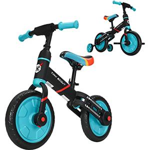 UBRAVOO Tiny Scout Balance Bike per Bambini dai 3 4 5 Anni,Bici per Bambini 4 in 1 dai 3 Anni con Ruote e Pedali di Supporto Opzionali,Telaio Sportivo,Ruote da 28 cm, Sella Regolabile in Altezza