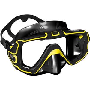 Mares Pure Edge , Maschera per Immersioni e Snorkeling, Adulto, Unisex, Nero e Giallo