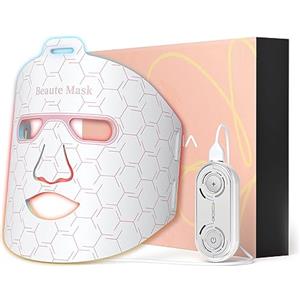 IBORRIA Maschera LED per Viso, Terapia della Luce con 3 Colori nel Vicino Infrarosso, LED Face Mask con Silicone Flessibile, Terapia con Luce Rossa a Casa per Tutti i Tipi di Pelle (Bianco Elegante)