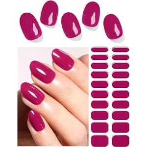 Wahrshei Unghie Gel Adesive UV | Plum Smalto Adesivo Gel UV | 20 PCS Pellicola per Unghie Autoadesiva | Adesivi per unghie in gel, Impacchi di Smalto Gel per Unghie