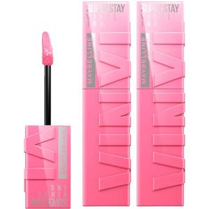 Maybelline New York SuperStay Vinyl Ink Rossetto Colore 155 Upbeat Brillante e Luminoso Tinta Labbra Effetto Vinilico Formula No Transfer Durata fino a 16h - 2 Pezzi da 4,2 ml